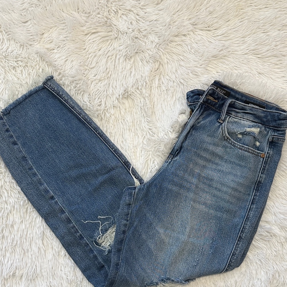 Classic Distressed Blue Denim Jeans